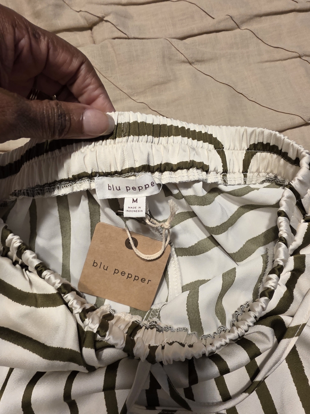 Blu Pepper Men's Olive & White Striped Shorts